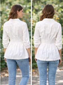 Soft White Peplum Top with Structured Waist✨