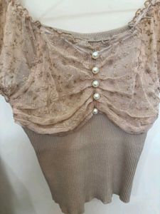 Pearl Detail Lace Top