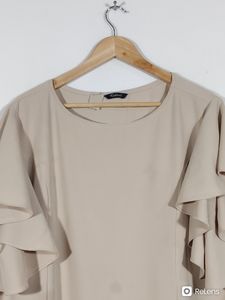 Goddess Beige Dress With Umbrella Sleeves