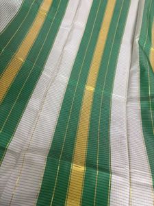 Green &amp; White silk saree