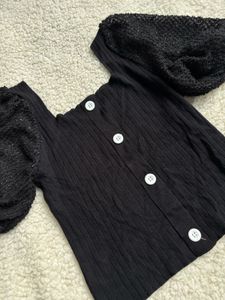 Chic Black Puff Sleeve Top