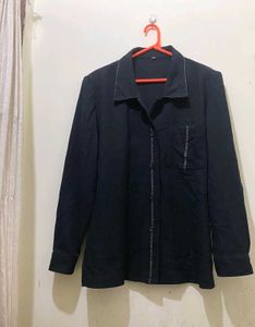 Classic Button Down Shirt With Padded Shoulder