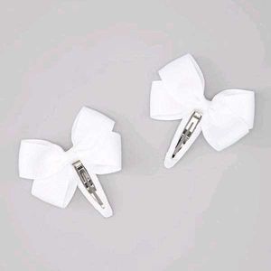 White Bow Hair Clips - Set of 2