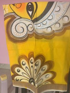 ♥️Durga Face Hand Printed Saree❤️‍🔥