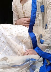 White Blue Combination Wedding Dress Beautiful Nec