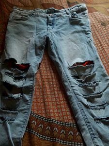 Cyan Color Jeans For Women