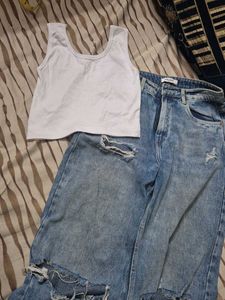 Ripped Jeans & Tank Top