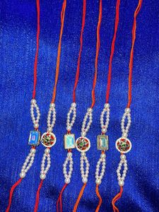 Pearl and Gem Rakhi Set of 6