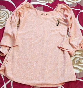 Size S Peach Flared Sleeve Top