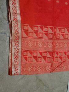 Very Fantastic And Gorgeous Orange Cotton Saari