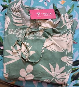 Heera Green Floral Kurta And New 2Xl white legging