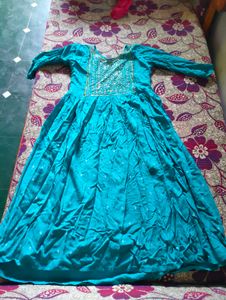Teal Embroidered Anarkali Dress