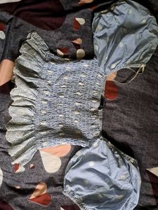 Blue Striped Stretchy Top
