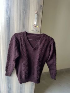Burgundy V-Neck Sweater