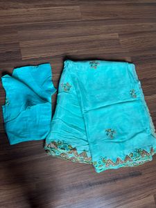 Sea Green Saree With Blouse