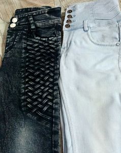 High-Waist Light &amp; Acid Wash Skinny Jeans Set