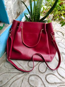 Red Leather Tote Bag