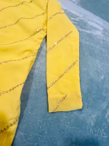 Yellow Embroidered Kurti With Sharara