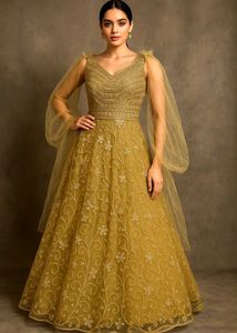 BROWN /OLIVE NET GOWN