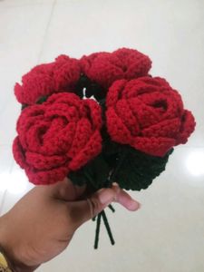 Crochet Red Rose Flower