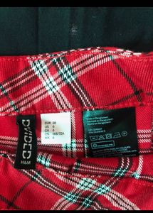 H&amp;M Red Pleated Skarter Skirt