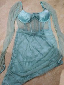 Aqua Corset Mini Dress