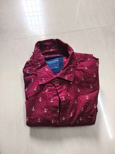 Maroon Anchor Print Shirt