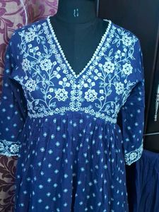 Elegant Blue Embroidered Kurta Set Of 2.