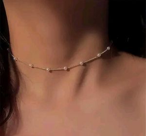 Pearl Detail Gold Chain Necklace