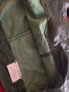 Dark Green Leather Mini Skirt