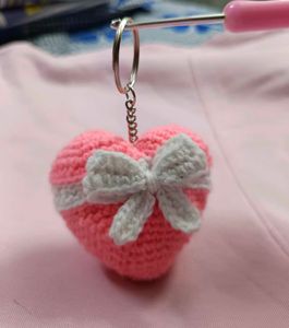 Velentine Special Heart Keychain, Crochet Keychain