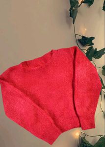 Crochet Pullover Red Tops