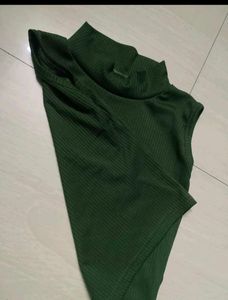 Olive Green Sleeveless Turtleneck