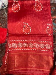Red Paisley Saree