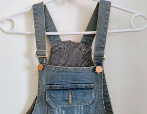 Light Blue Denim Dungaree With Detachable Straps