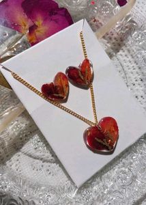 Resin Heart Jewelry Set