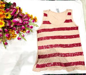 🇳🇿💫 Beautiful Sequins Work Stripped Pattern Top