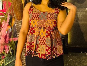 Patchwork Printed Sleeveless Top