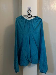 Sky Blue Baggy Pants With Pockets