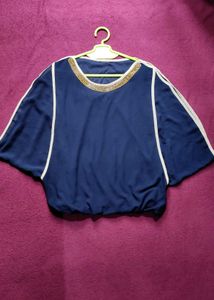 Navy & Gold Embellished Blouse