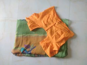 beautiful green saree with blouse