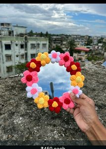 Crochet Puff Flower Mirror