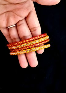 Red &amp; Yellow Bangles  Rajasthani Jaipuri  Chudiyan