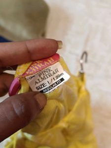 Yellow Printed Top With Dori On Neck &amp; Sleeves