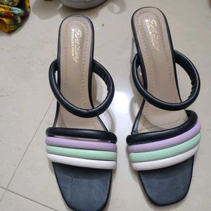 Pastel Stripe Heel Mules