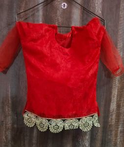 Elegant Red &amp; Black Embellished Dress