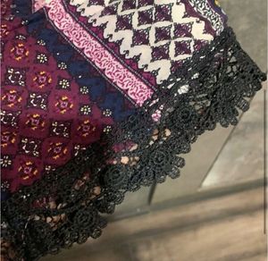H&amp;M low back cropped top with lace trimmings