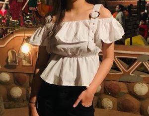 White Embedded Straps Top