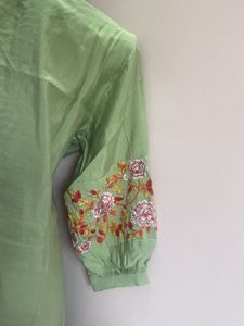 Green Embroidered Kurta Set