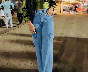 Light Wash Cargo Jeans